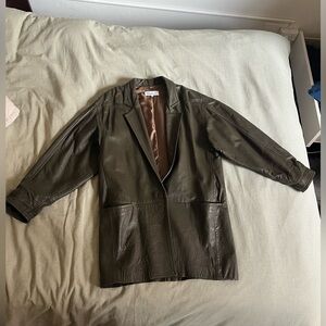 Vintage 100% Leather Green Jacket
